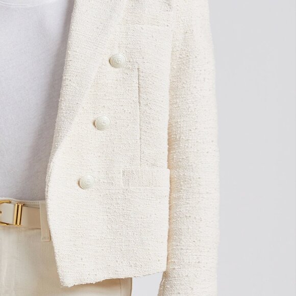 BEST L'AGENCE Brooke Open-Front Blazer Sz2/6 Ecru Cream Ivory Off White - Picture 11 of 14